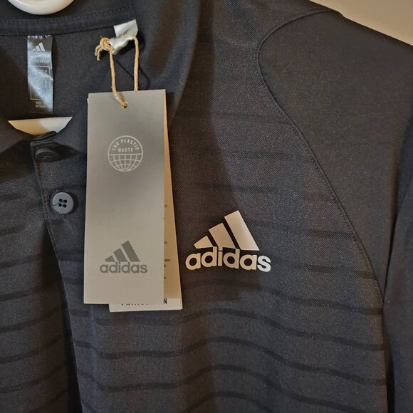 Adidas Men's Primegreen Striped Polo Shirt - Size L - Picture 4 of 6